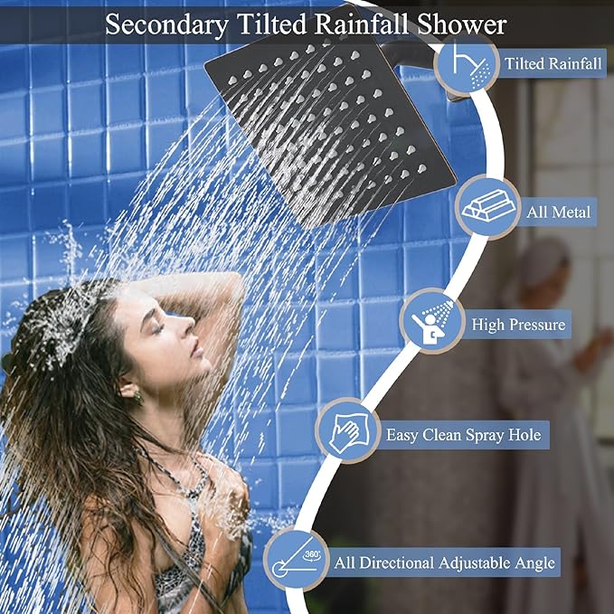 Shower Faucet Set Oil Rubbed Bronze Shower System, Knob Switch Diverter Shower Faucet with High Pressure Handheld Spray, Wall Mount 12 Inch Shower Head with 6 Inch Wall Mount Shower Head
