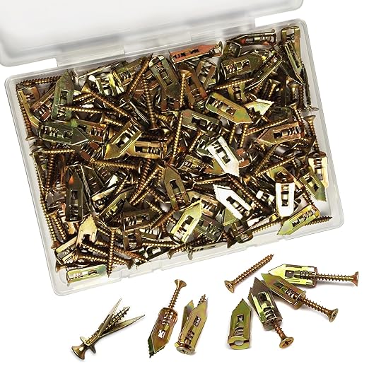180 PCS Self Drilling Drywall Anchors with Screws Kit, No Drill Needed, 90 Sheetrock Anchors (0.47X1.18inch) and 90 Screws, Heavy-Duty Metal Wall Anchors for Drywall/Decorative Plates/Asbestos Board