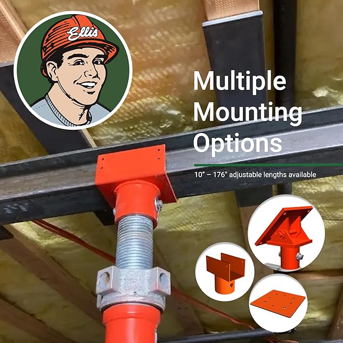 ELLIS Heavy-Duty Adjustable Steel Shore – Foundation Jack for Basement, Floor Leveling, and Concrete Bracing – 40,000 lb Safe Load Capacity – 31"-56" Adjustment