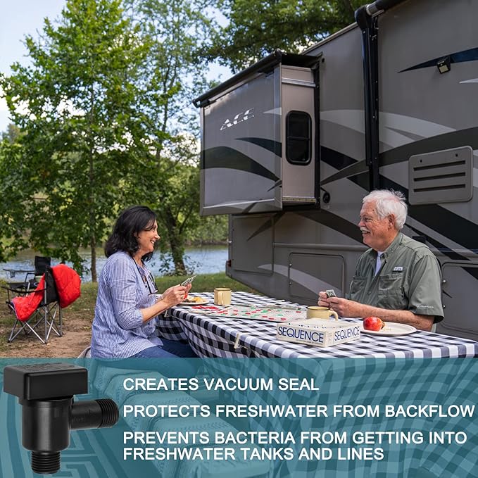 RV Vacuum Breaker Check Valve,Camper RV Black Tank Flush Check Valve,Replace Leak Vacuum Breaker on Black Tank System Loud Noise & Wet Floor,Camper Backflow Preventer Improve Freshwater 571-VAC-CHK-A