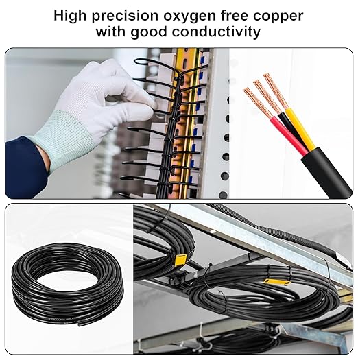 18 Gauge Wire 3 Conductor,18 AWG Electrical Wire Stranded PVC Cord Oxygen-Free Copper Cable,26FT 3 Core Pure Copper Flexible Cable Wire for LED Lamp Lighting Strips Automotive (18AWG-3C, 26FT)…