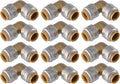 SharkBite Max 1/2 x 1/2 in PTC 90-Degree Elbow, Pack of 12, Push-to-Connect Brass Plumbing Fitting, UR248