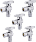 5-Pack EFIELD Pex-a 1/4 Turn Angle Stop Valve 3/8" OD Compression x 1/2" Expansion (F1960) Chrome Plated Brass,(VALVE094-5PCS)