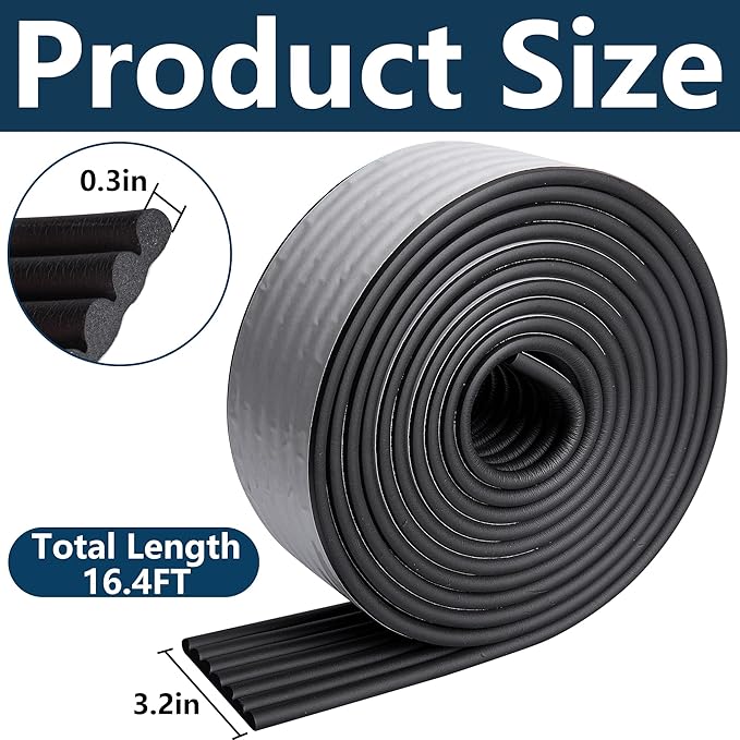 16.4 Ft x 3.2 inch Water Pipe Insulation Tape-Weather Resistant Foam Pipe Insulation Wrap for Winter Cold Hot Water Pipe-Self Adhesive Tube Insulation Wrap for Winter Freeze Protection (Black)