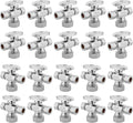 20-PCs HeSun Dual Compression Outlet Angle Stop Valve, 1/2" Nominal (5/8"OD) x 3/8" OD x 3/8" OD Compression, 1/4-Turn Shut Off Valve for Bathroom, PEX Chrome Plated Brass(VALVE123-20)
