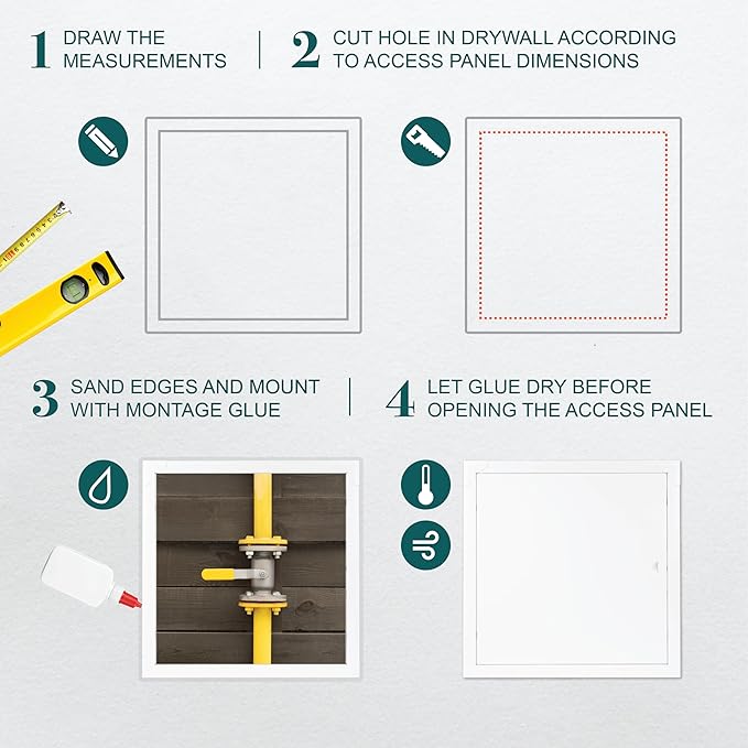 16" x 16" White Metal Access Door. Plumbing, Electricity, Heating, Alarm Wall Service Shaft Panel for Drywall