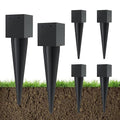 6 Pcs 4"x4" Fence Post Anchor Ground Spike 16"(Actual 3.6"x3.6") Heavy Duty Metal Fence Post Anchor with Black Powder-Coated for Deck,Fence,Porch,Railing,Mailbox