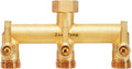 Heavy Duty Brass 3-Way Garden Hose Splitter with Metal Shutoff Valve and Long Handle Outdoor Faucet Diverter, 3/4’ GHT Threads