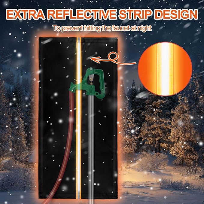 Outdoor Faucet Cover for RV Park & Yard Hydrant 35"x15" Waterproof Extended Spigot Insulated Water Faucet Cover Large Freeze and Heat Protector for Winter Outside Garden Lawn Backflow Sprinkler System