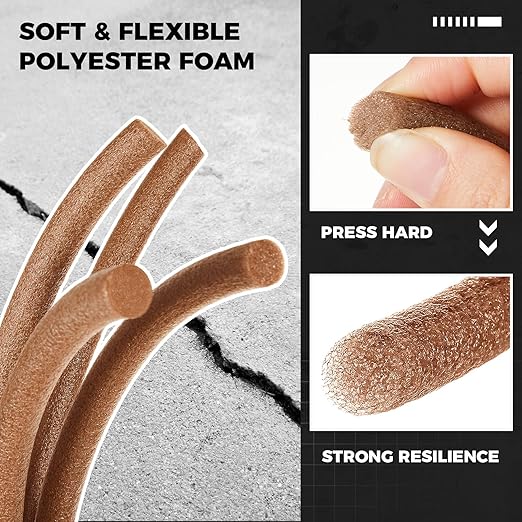 1 Inch x 100 ft Foam Backer Rod for Gaps Joints Concrete Crack Filler Caulk Saver Bulk Foam Backing Rod Concrete Filler Rope for Weather Stripping Door Seal(Brown)