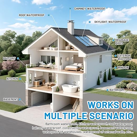 Liquid Waterproof Sealant, Invisible Water Proof Agent, Anti-Leakage Repairing Transparent Waterproof Coating, Indoor and Outdoor Water-Based Waterproofing Glue 1L