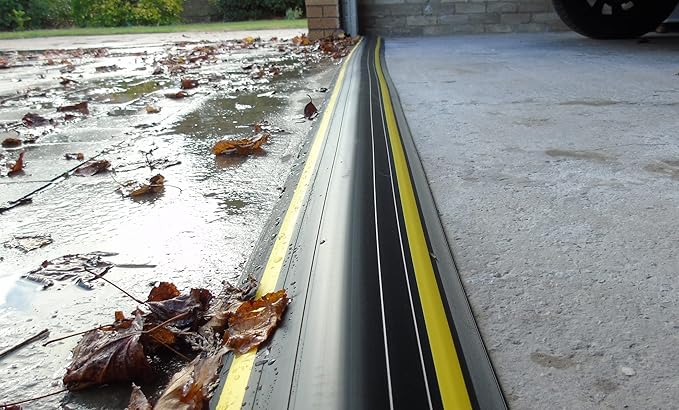 1 ½" High Garage Door Flood Barrier Threshold Kit (18'3") | Flexible PVC | Complete Kit Includes 3 Adhesives| GaraDry