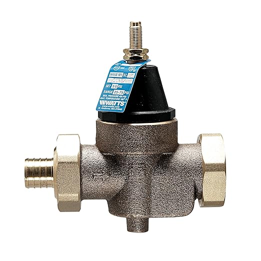 Watts LFN45B Series 1" Lead-Free Cast Copper Silicon Alloy Water Pressure Reducing Valve, Crimp Double Union End Connections, Elastomer Disc, Adjustable Pressure 25 to 75 psi, Maximum 400 psi