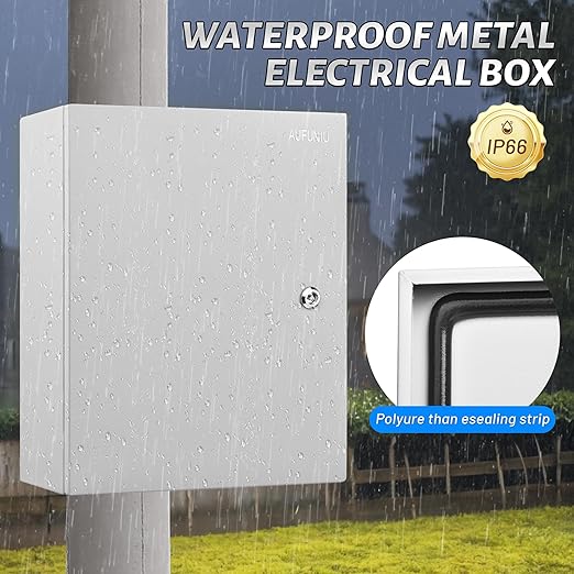 Steel Electrical Junction Box, 16 x 12 x 6 Waterproof & Dustproof Electrical Enclosure, Outdoor & Indoor Universal Project Box with Lock & Mounting Plate