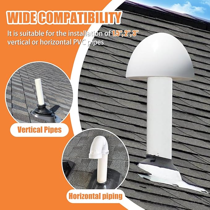 PVC Flue Pipe Roof Vent Cap for 1-1/2" 2" 3" Pipe