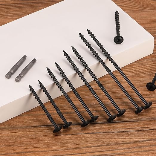 #14 x 6 Inch Lag Screws (192Pcs) 8lb. Structural Wood Screw, Black, Carbon Steel, Washer Head, Rust Resistant epoxy Coated, T30 Star Bit