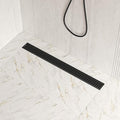 Neodrain 28" Matte Black Bathroom Linear Shower Drain with Removable Capsule Pattern Grate, 304 Stainless Steel Shower Floor Linear Drain- CUPC Certified with Hair Strainer