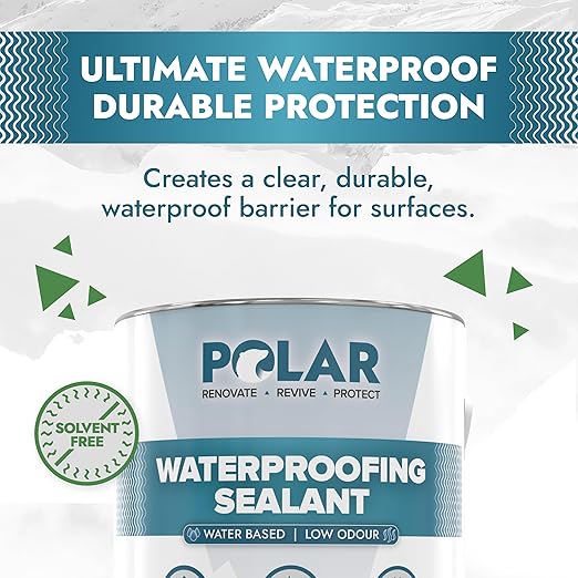 Polar Waterproofing Sealant - 84 Fl Oz - Clear Invisible Finish - Outdoor Waterproof Coating for Interior & Exterior Wood, Brick, Stone Surfaces, Concrete Tile & Grout - One Coat Waterproof Protection