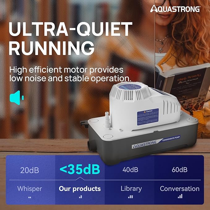 Aquastrong 115V 70 GPH HVAC Condensate Pump,Automatic Safety Switch,AC Condensate Removal for Air Conditioner, Furnace,Dehumidifier, 3.3' Power Cord