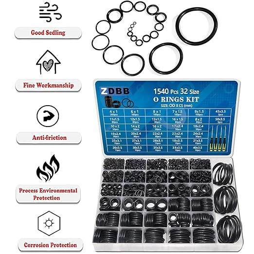 32 Size 1540 Pcs O Rings Assortment Kit Metric Nitrile Rubber Oring Set with 4 Pick for Automotive Faucet Pressure Washer Plumbing Air or Gas Repair OD 4mm-50mm
