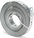 Galvanized Metal Strap 1-Inch x 50Feet, 23-Gauge Pipe Hanger Strap Metal Strapping with Holes Plumbers Strap DIY Cutting for Pipe Supports Hanging