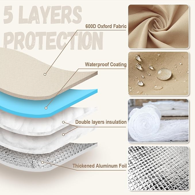 Backflow Preventer Insulation Cover - Water Pipe Insulation Sprinkler Cover for Outside - Insulated Backflow Cover Pouch for Irrigation Back Flow Valve in Winter or Sun Exposure (25" W x 30" H, Sand)