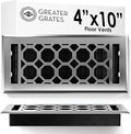 Floor Register 4x10 Vent Cover – Heavy-Duty Steel, Rustproof & Walkable Grates, Easy Drop-in Install, Adjustable Air Supply Switch - Decorative Honeycomb Design, Brushed Nickel