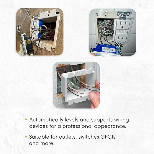 Select 10 Pack Electrical Outlet Box Extender with Included Screws, Plastic Electrical Outlet Extender, Heavy Duty Receptacle Extender, 2-Gang