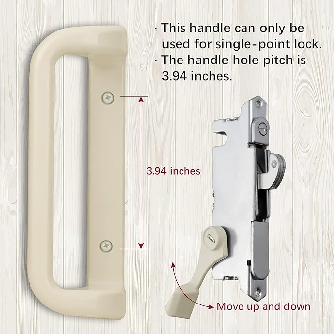 House Guard Beige Color Patio Door Handle Set with Mortise Lock,Suitable for replacement Sliding Patio Doors Lock 3-15/16”Screw Hole Spacing.Choices That Add a Unique To Your Patio Glass Sliding Door.