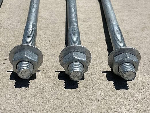 Sandbaggy 5/8" X 8" Threaded Concrete Anchor L-Bolts (Nuts & Washers Included) - Hot Dipped Galvanized - Sill Plate, Base Plate, Masonry, Wood, Cement Anchors, J Bolt (150, 5/8" x 8")