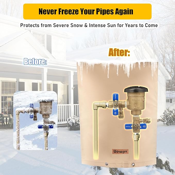 Backflow Preventer Cover Insulated-sprinkler covers for outside-With thicker 5 Layers Fabric,14"Wx19"H -Backflow insulation cover Protect water meters,sprinklers from damage during winter
