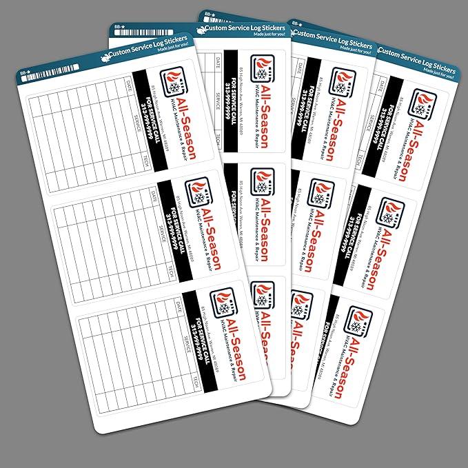 Custom Maintenance Stickers with Your Logo - Personalized HVAC Stickers, Maintenance Log Stickers, Service Stickers, Inspection Stickers (3-1000 Stickers)