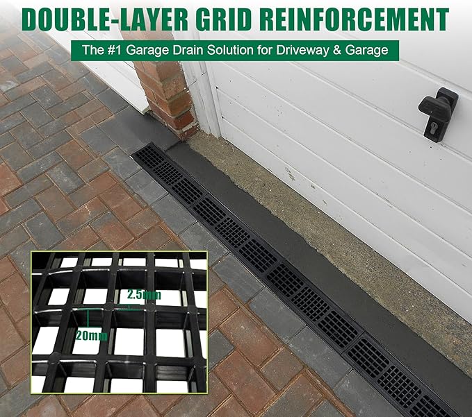 B Class Driveway Channel Drain with HDPE Grate-19.7Lx5.5Wx3.9H in. Shallow Profile Trench Drain System,6 Pack Total Length 118.2in,Heavy Duty Trench Drain for Garage,Parking Lot,Concrete
