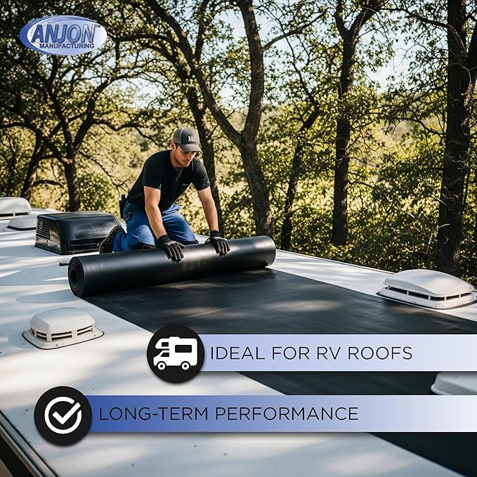 ANJON EPDM Roofing Rubber – 30 ft x 45 ft | 60-Mil Commercial Grade Roof Membrane for Flat Roofs, RVs & Waterproofing Projects