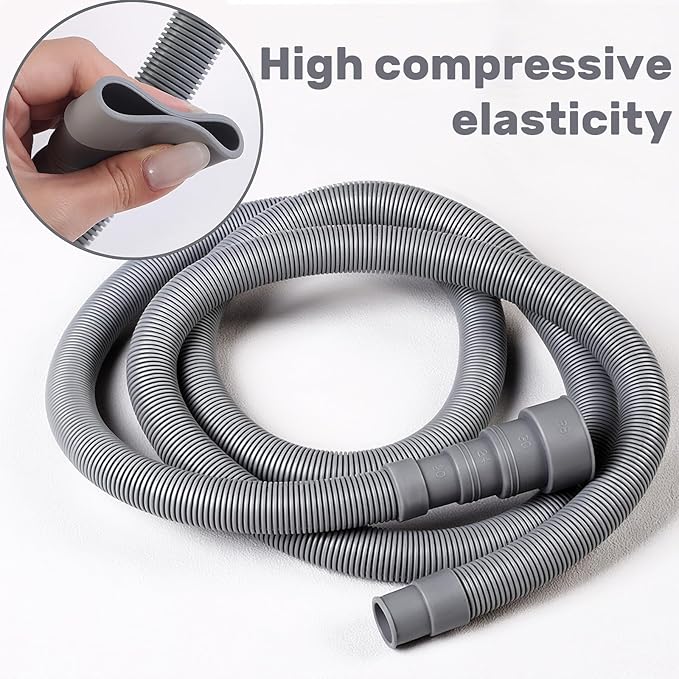 10 FT Washing Machine Drain Hose, Universal Dishwasher Drain Hose Kit, Including a 10 FT Dishwasher Drain Hose Extension, 1 White Extension Joint, 6 Steel Clamps and U-Shaped Elbow Hose Bracketr