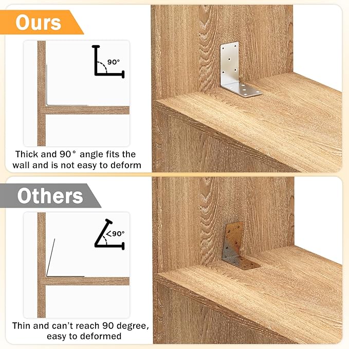 5 x 5 x 2.5 Heavy-Duty Shelf Brackets, L-Shaped Metal Support Bracket for Post Wood 90 Degree Corner Bracket for Floating Shelf, Countertop Support Brackets (Silver)