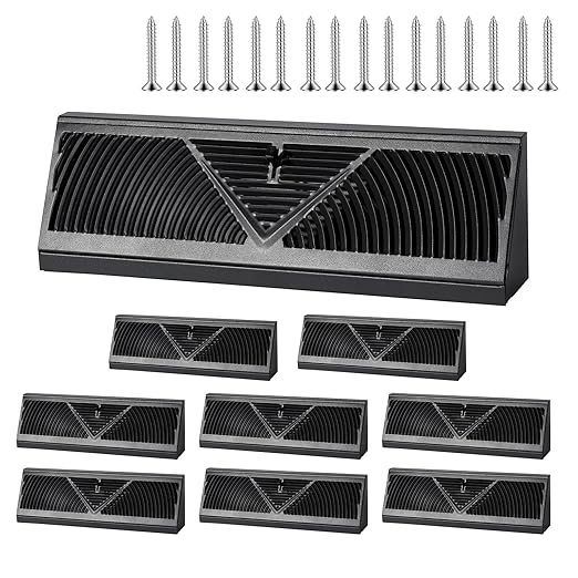 8 Pcs Baseboard Register Vent 15 Inch Duct Opening Size Baseboard Vent Covers Diffuser Adjustable Corner Return Air Grille for Home Floor Wall Air Flow Control (8, Black, 15 Inch)