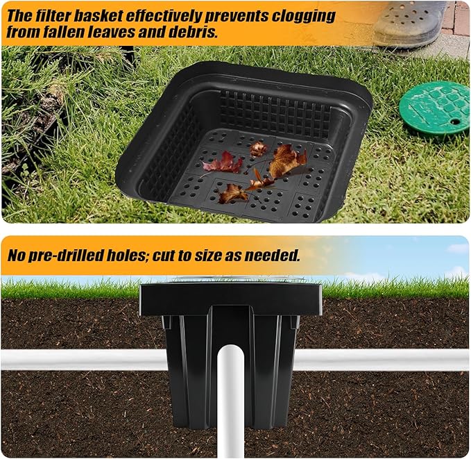 18x18x15 Inch Catch Basin with Stainless Steel Grate, Large Drainage Basin with Debris Basket, French Drain Basin Without Reserved Hole for Yard, Patio, Downspout, Commercial, Municipal Pipeline, Lawn
