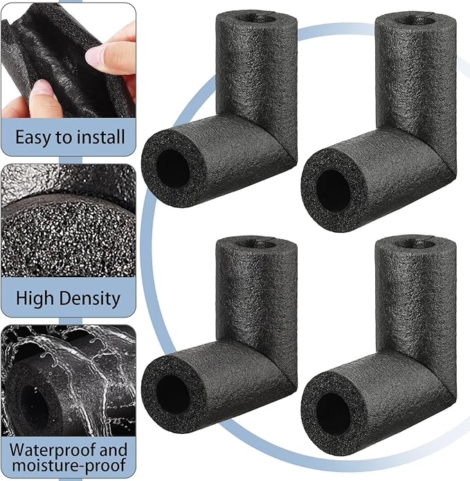 Frienda 4 Pack Pipe Insulation Foam Tube Elbow Insulation Tubing Elbows Water Freeze Protection Heat Preservation Foam Tube for Tubing Outdoor Water Pipe Protection (1 Inch,Classic)