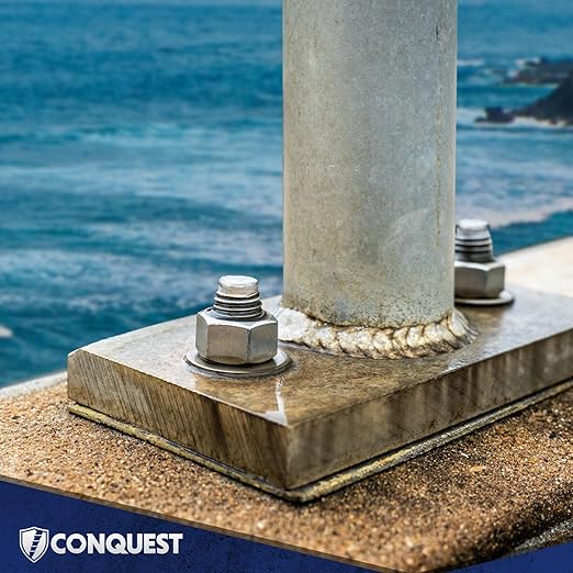 Conquest 3/4" x 5-1/2" Type 316 Stainless Steel Wedge Anchors (Box of 10) Heavy Duty Fastener for Concrete