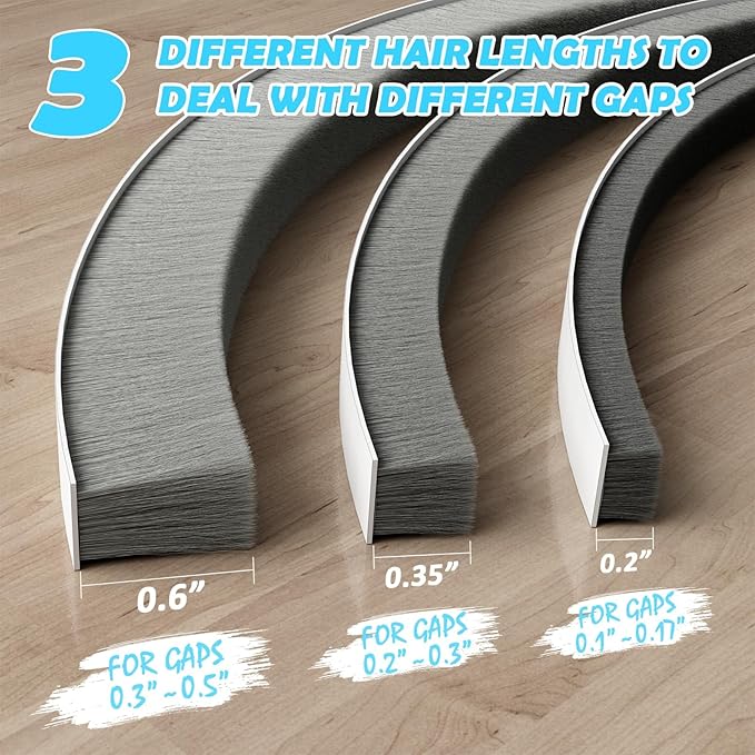 40FT Brush Weather Stripping Door Window Seal - Weather Strip Insulation for Door Frame & Window, Soundproofing Weather Stripping