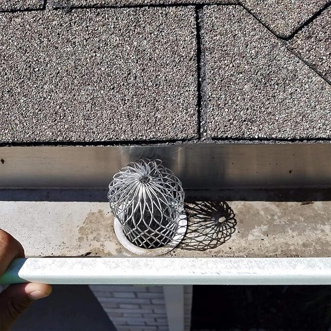 Orgrimmar 6PCS Gutter Guard Strainer Aluminum Downspout Mesh Filter Preventing Blockage Leaves Debris from Clogging Pipes(3 inch)