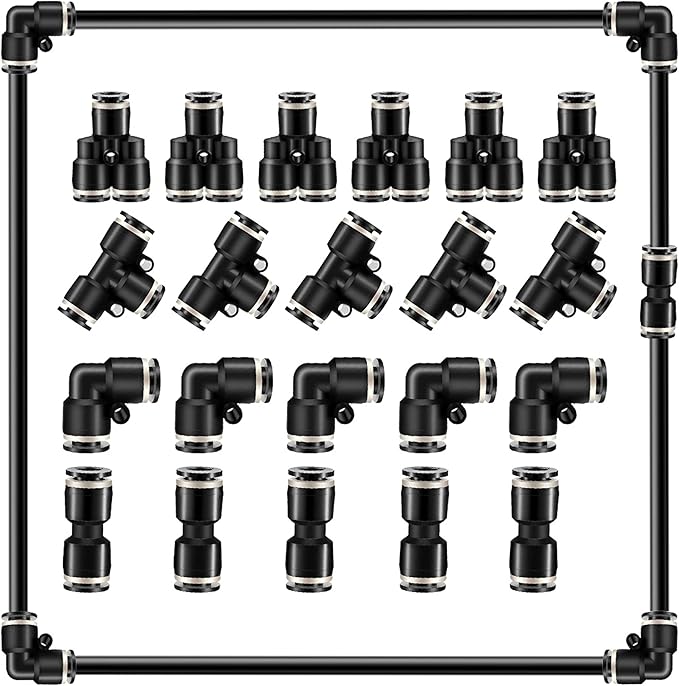 Utah Pneumatic 1/4 Air Line Fittings Straight Push To Connect Air Hose Fittings Quick Connect Pneumatic Fittings 5 Pack