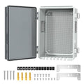 Joinfworld Vented Outdoor Enclosure Box, WiFi Enclosure Waterproof Electrical Box 11.8x6.7x5.6 Plastic Clear with Mounting Panel Stainless Steel Dust Screen