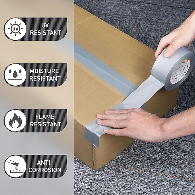 Avery Dennison Duct Tape, Heavy Duty PVC Easy Tear Tape, Strong Adhesive Waterproof Duct Tape for Indoor Outdoor Repairs, 2 in x 36 Yard, Silver, 6 Rolls
