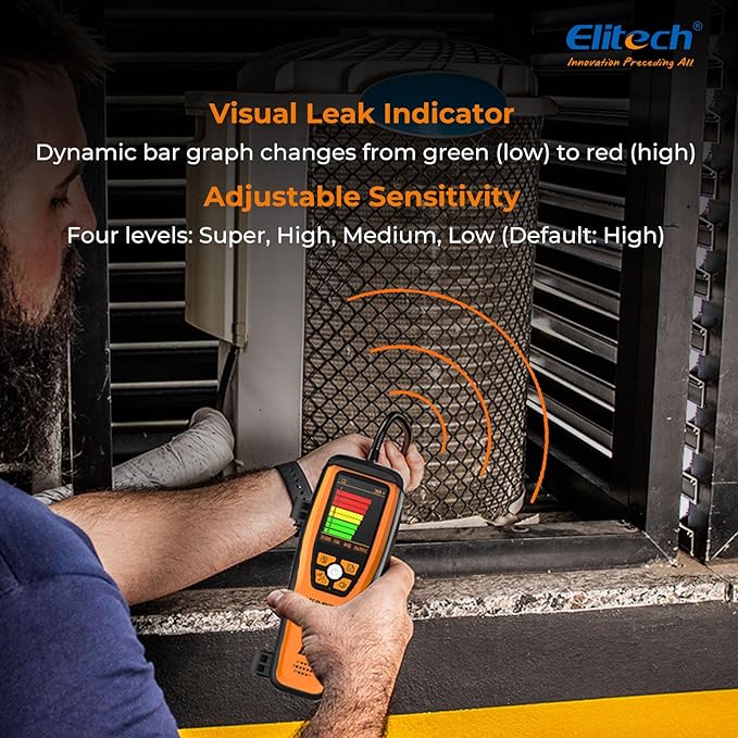 Elitech Infrared Refrigerant Leak Detector ILD-200 max High-Precision HVAC/R Leak Detection, 10-Year Sensor Lifetime, 1g/a Ultra-Low Detection, 4 Sensitivity Levels, TFT Display & Sound Alarm