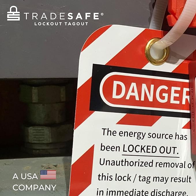 TRADESAFE Lockout Tagout Tags - 60 Danger Do Not Operate Tags with 60 Zip Ties, Premium 32 mil Vinyl, OSHA Compliant Loto Tags for Lock Out Tag Out, Out of Service, Electrical Equipment Repair