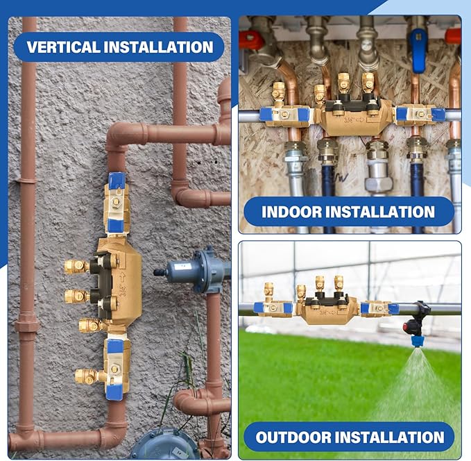 34-350 3/4" 350 Double Check Backflow Preventer,Double Check Valve Assembly,Modular Design, Prevent Backpressure and Backsiphonage