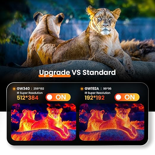 GW340 Thermal Camera for iPhone/Android/Tablet, 512x384 Super IR Resolution, Thermal Imager iOS 17/16/15 Series & iPads USB-C Port, 256x192 IR Resolution Home Inspection, HVAC, Automotive -4°F~752°F