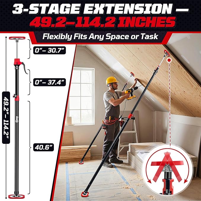 XINQIAO Cabinet Jacks for Installing Cabinets, Heavy Duty Third Hand Tools Adjustable Support Pole from 49.2 in to 114.2 in, 2 PCS